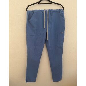 FIGS Technical Collection Scrub Pants Medium Blue Drawstring Cargo Workwear